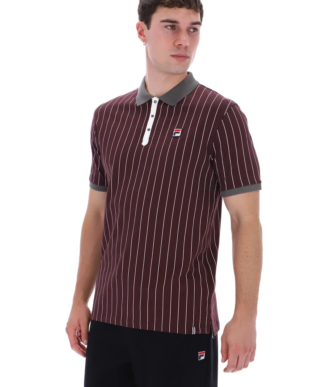 Fila LM1839AT Classic Vintage Striped Polo 277 - Fudge/Gunmetal