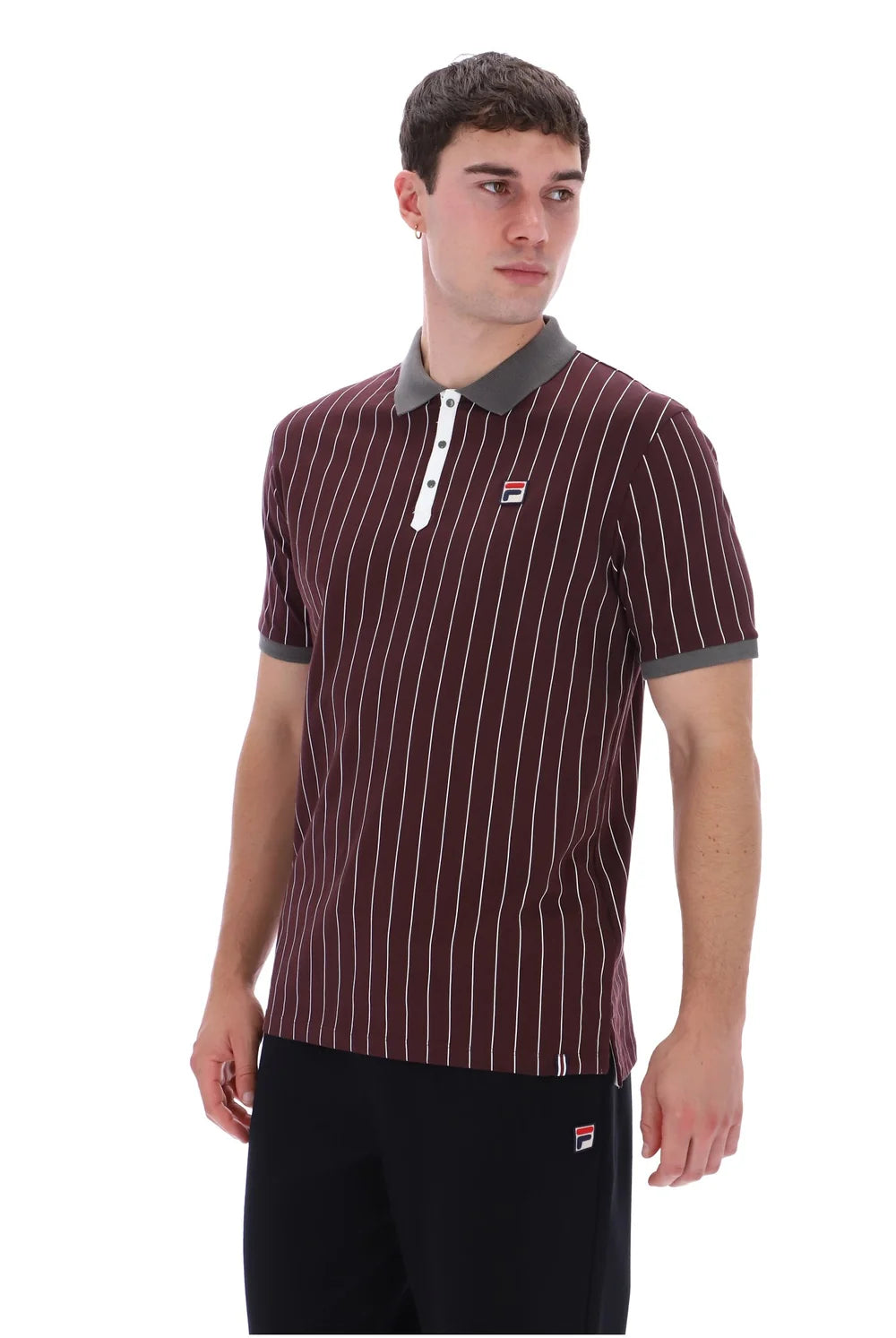Fila LM1839AT Classic Vintage Striped Polo 277 - Fudge/Gunmetal