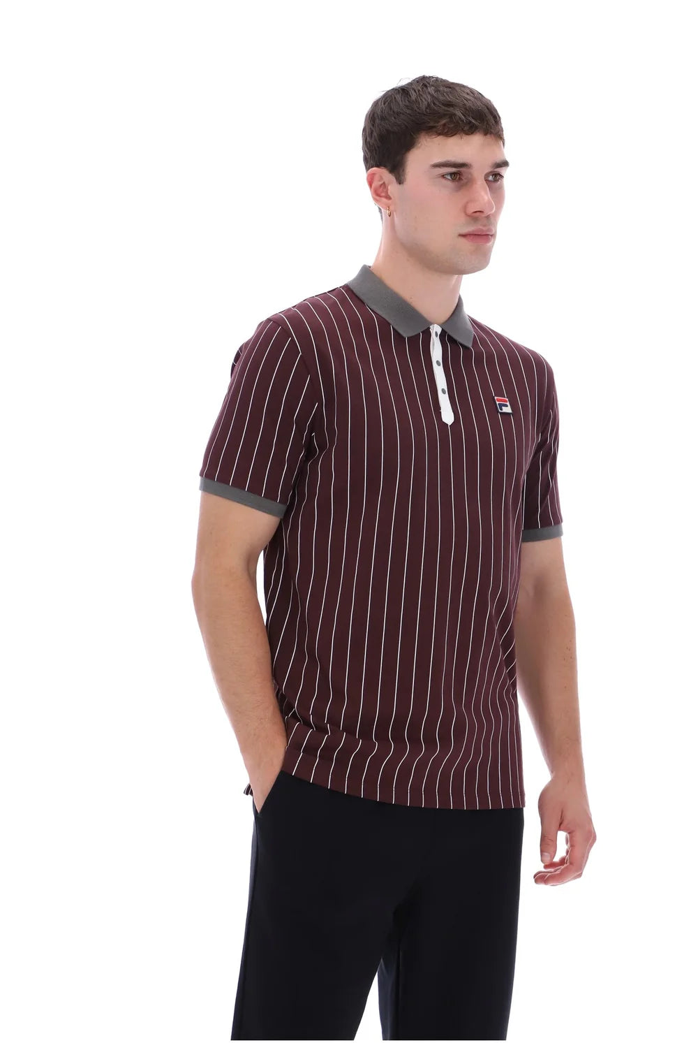 Fila LM1839AT Classic Vintage Striped Polo 277 - Fudge/Gunmetal
