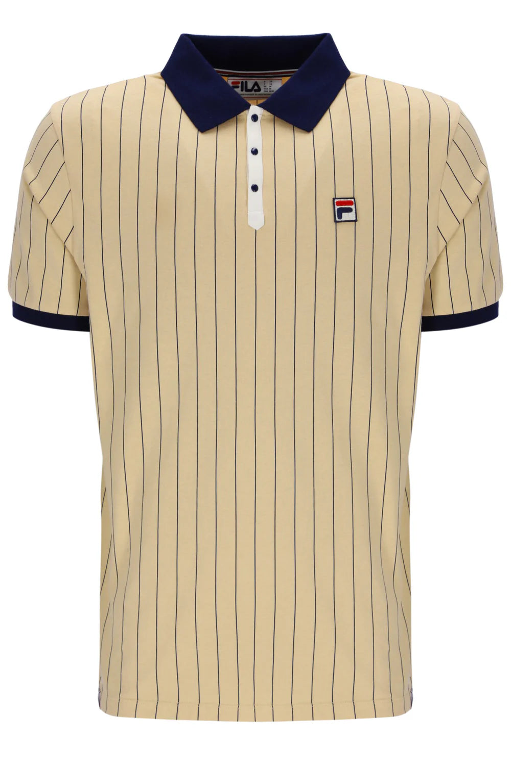 Fila LM1839AT Classic Vintage Striped Polo T-Shirt 921 Classic Beige/Fila Navy/Gardenia