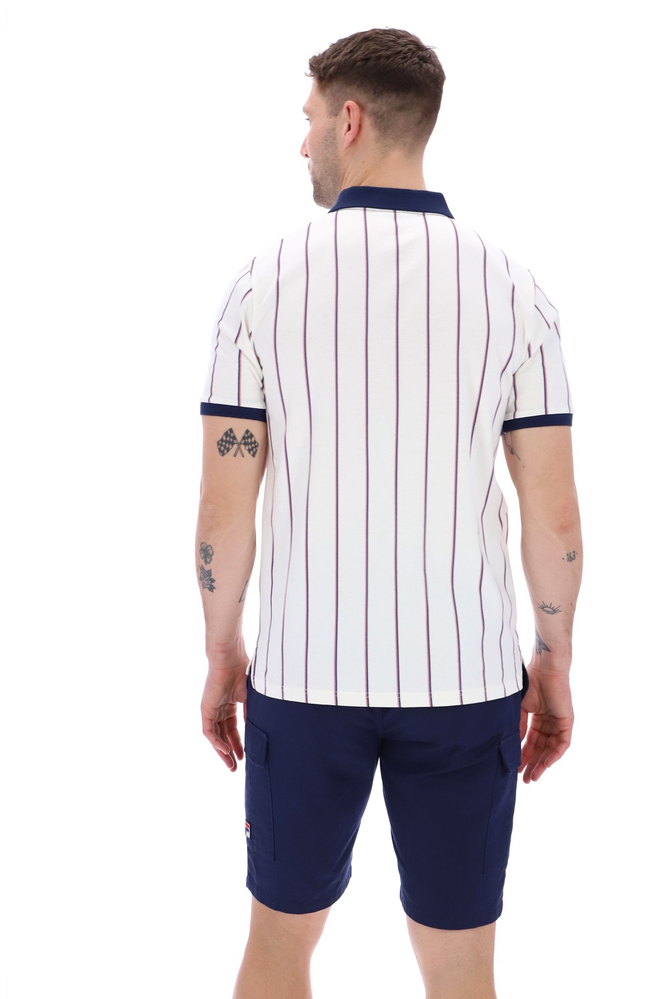 Fila Brett Stripe Polo Shirt Grdnia/Navy/Foxglv