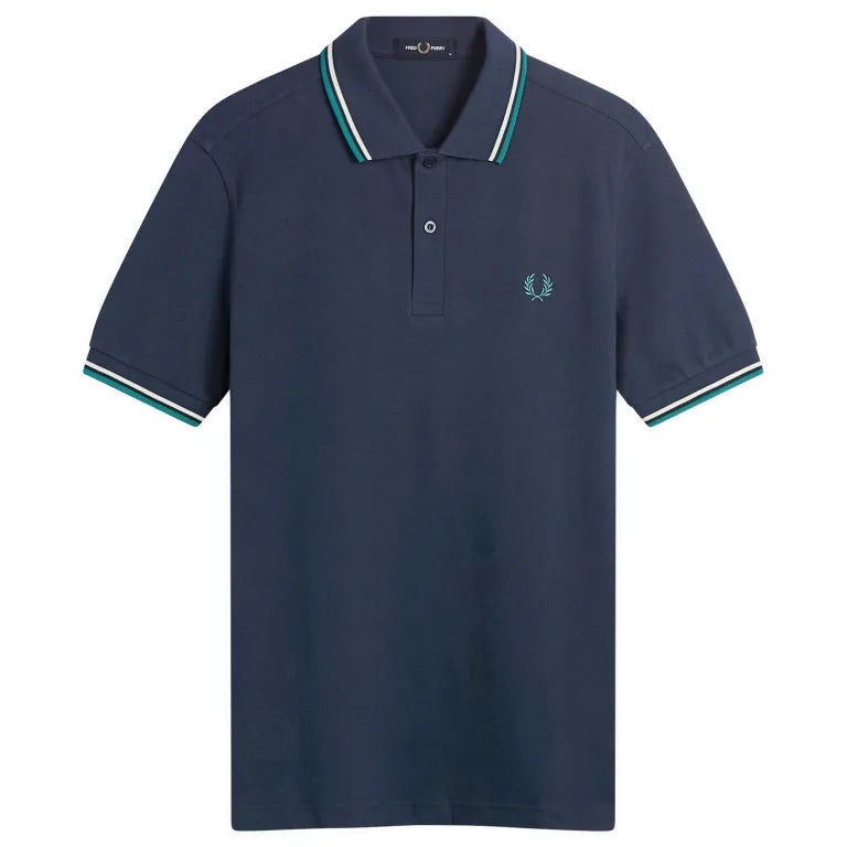 Fred Perry M3600 Twin Tipped Polo 86A - TNSBL/SNWHT/DPMT
