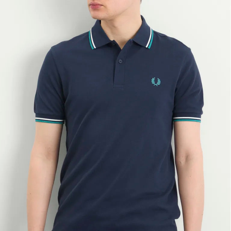 Fred Perry M3600 Twin Tipped Polo 86A - TNSBL/SNWHT/DPMT