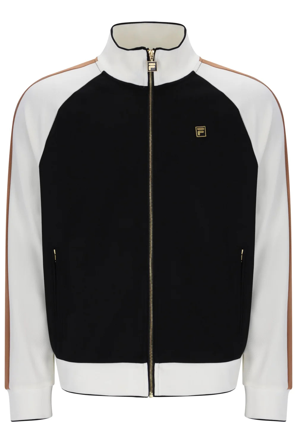 Fila FW26GMG025 Cory Colour Block Track Jacket W/ Bamboo 001 - White Down/Raw Umber