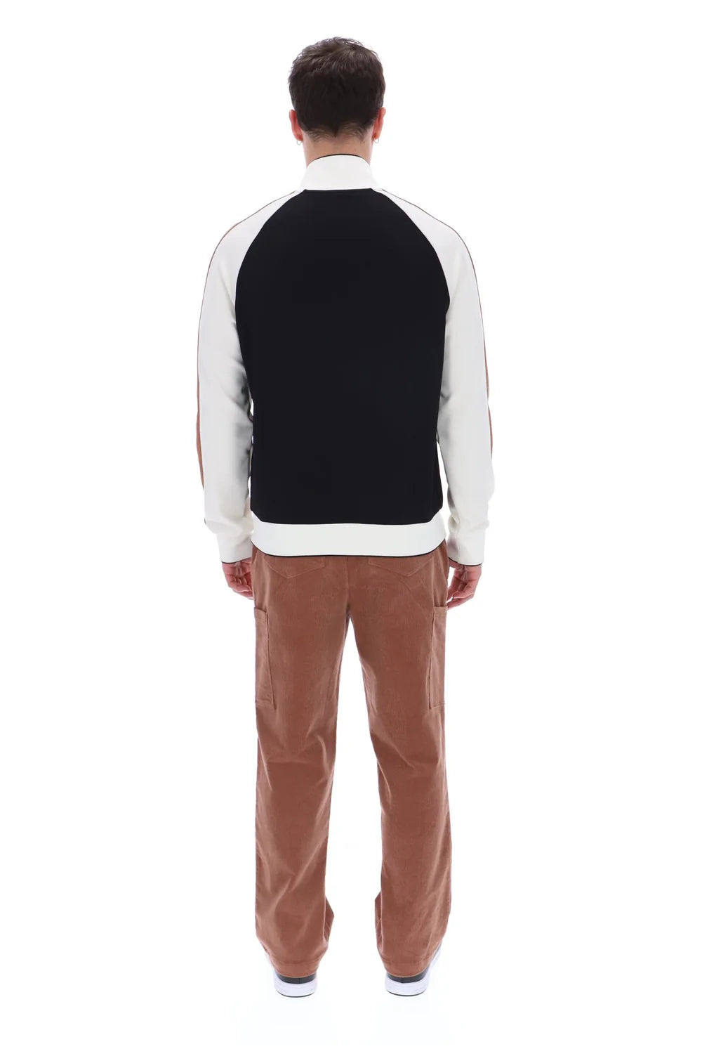 Fila FW26GMG025 Cory Colour Block Track Jacket W/ Bamboo 001 - White Down/Raw Umber