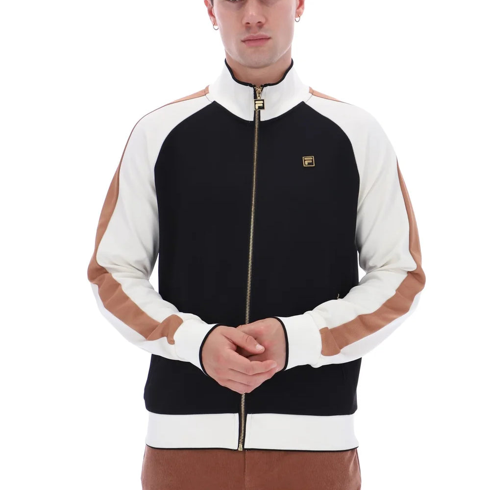 Fila FW26GMG025 Cory Colour Block Track Jacket W/ Bamboo 001 - White Down/Raw Umber