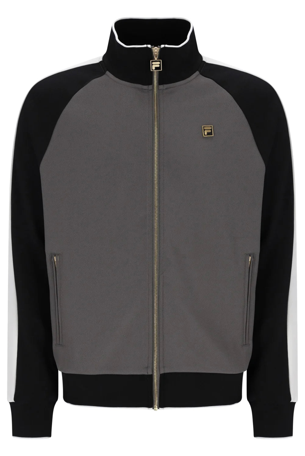 Fila FW26GMG025 Cory Colour Block Track Jacket W/ Bamboo Badge 915 - Gunmetal/Black/White Down