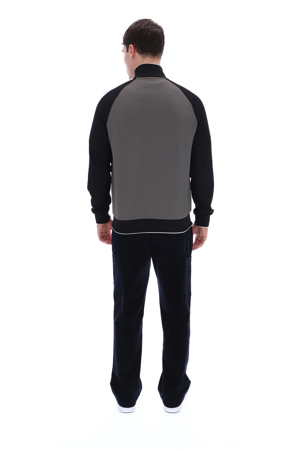 Fila FW26GMG025 Cory Colour Block Track Jacket W/ Bamboo Badge 915 - Gunmetal/Black/White Down