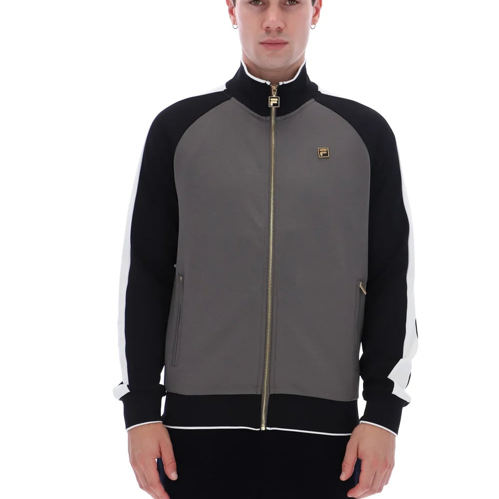 Fila FW26GMG025 Cory Colour Block Track Jacket W/ Bamboo Badge 915 - Gunmetal/Black/White Down