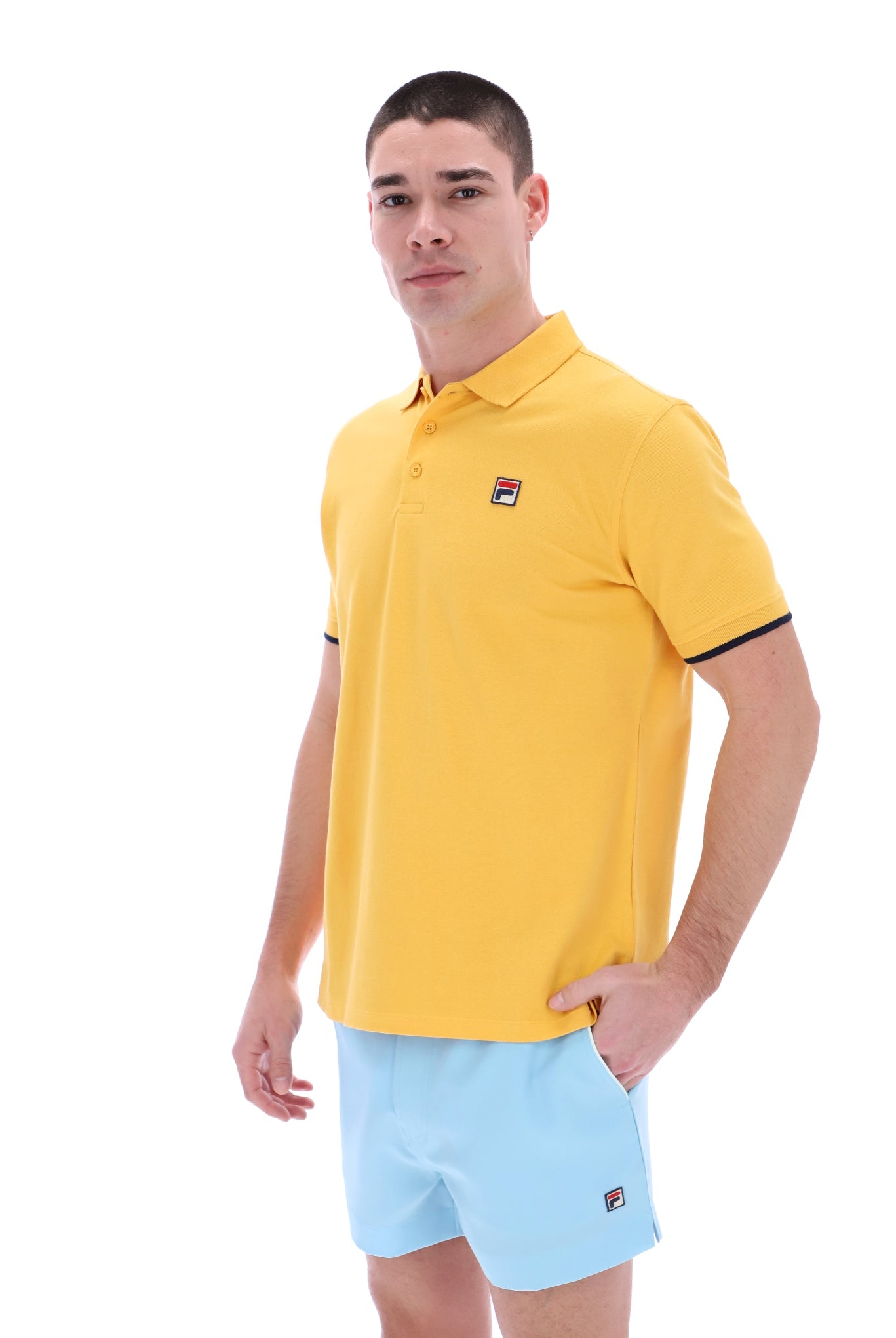 Fila Tipped Rib Basic Polo Shirt Amber Yellow