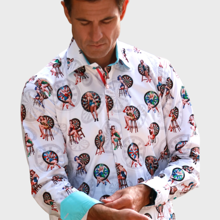 Claudio Lugli Dartboard Pinup Print Shirt - White