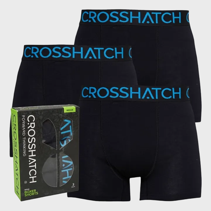 Crosshatch Monoglow Boxer Shorts (3 Pack) - Black