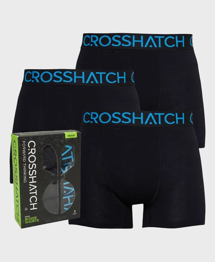 Crosshatch Monoglow Boxer Shorts (3 Pack) - Black