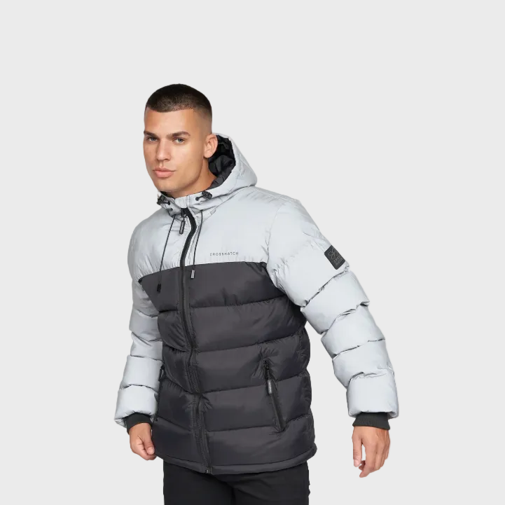 Crosshatch Rotham Reflective Puffer Jacket - Black
