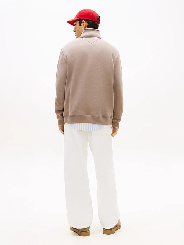 Tommy Jeans  Flag Fleece Quarter-Zip Jumper - Ivy Mink