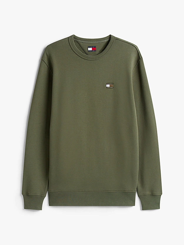 Tommy Jeans Tonal Tommy Badge Crew Neck Sweatshirt Petwer Green
