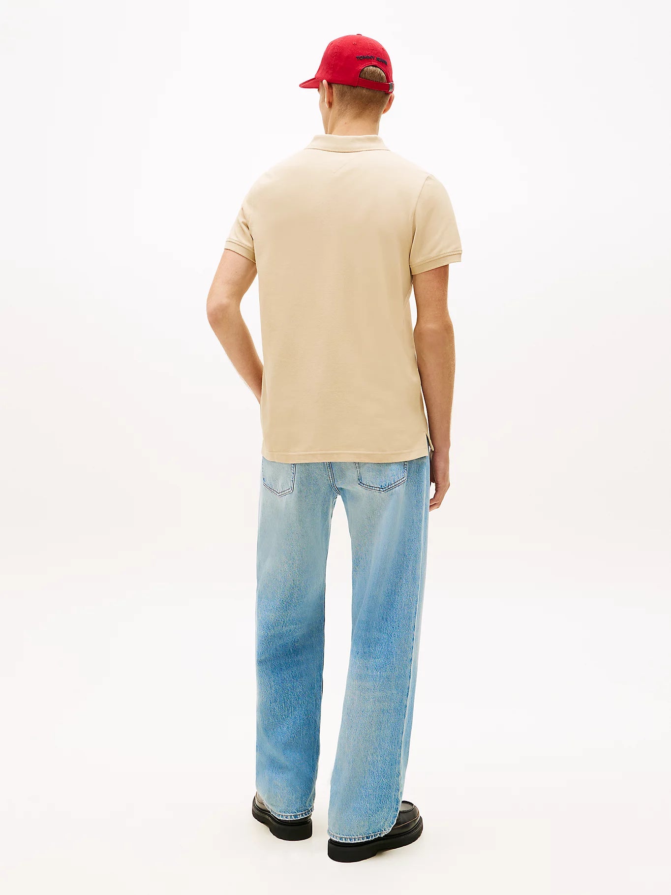 Tommy Jeans Flag Slim Fit Pique Polo Shirt - Gentle Gold