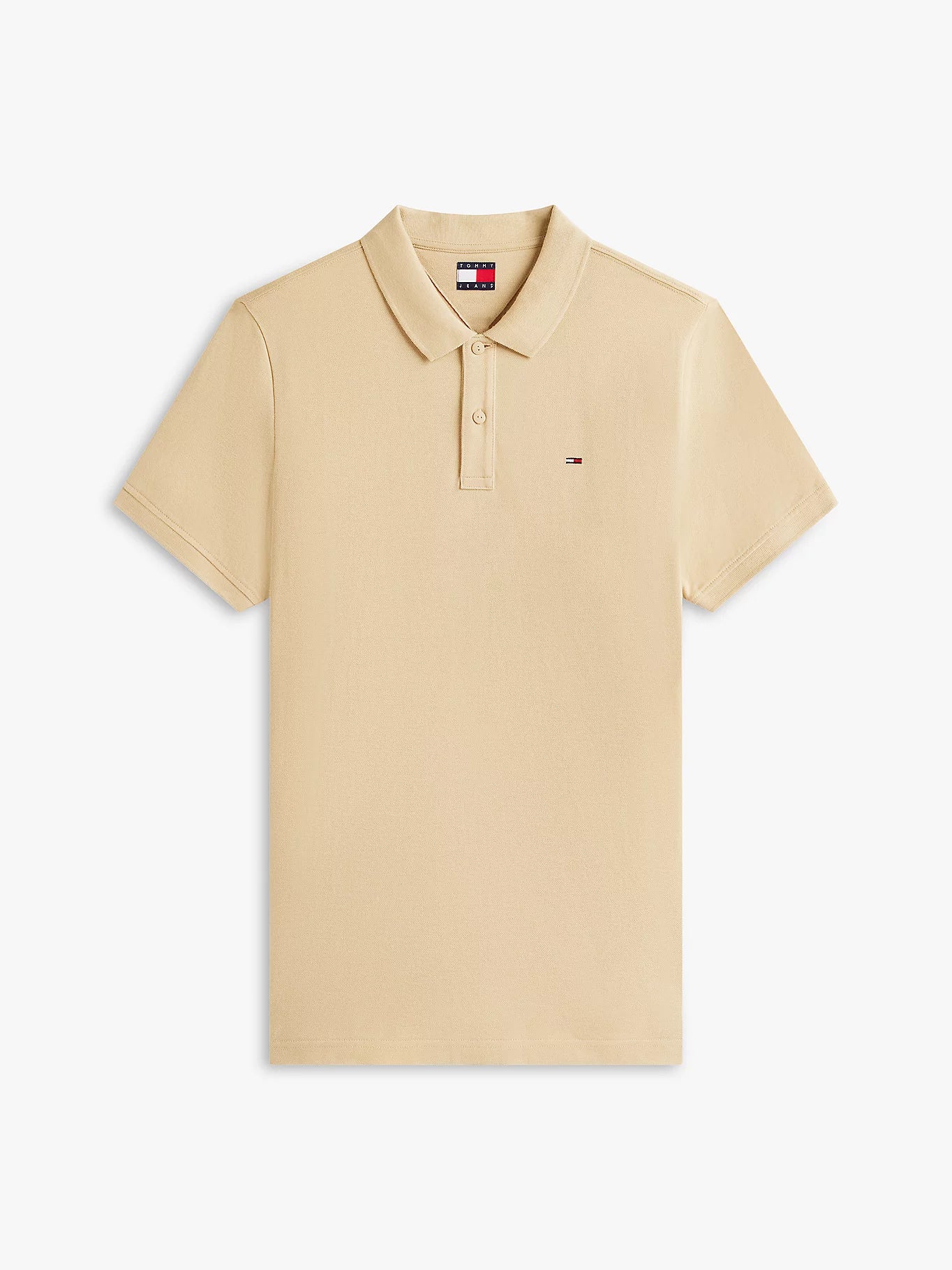 Tommy Jeans Flag Slim Fit Pique Polo Shirt - Gentle Gold