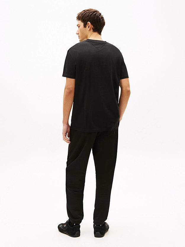 Tommy Jeans Linear Logo Embroidery Jersey T-Shirt - Black/Faded Sun Kiss