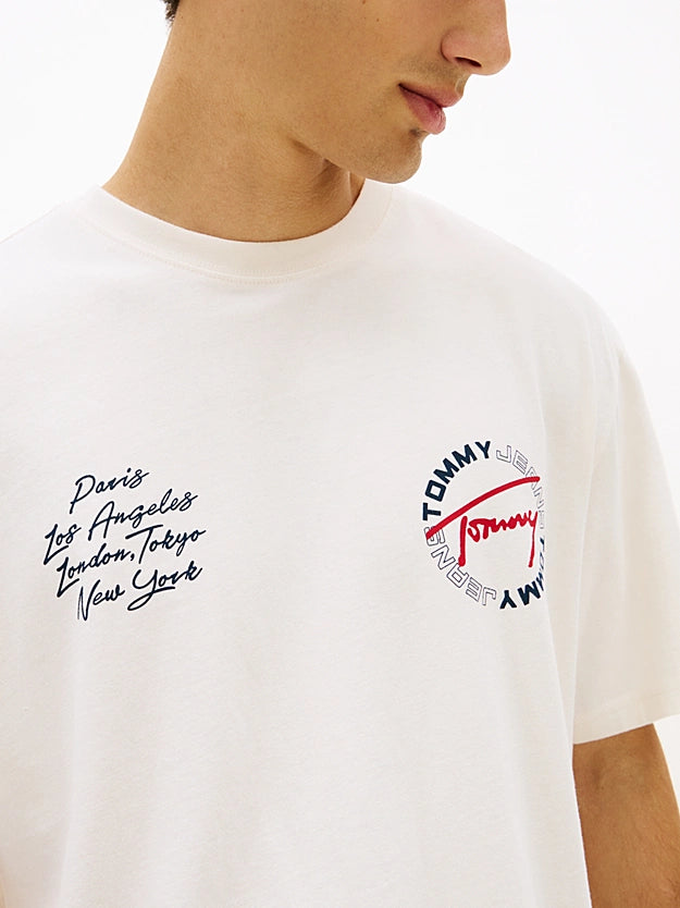 Tommy Jeans Circular Back Logo Relaxed T-Shirt - Off White