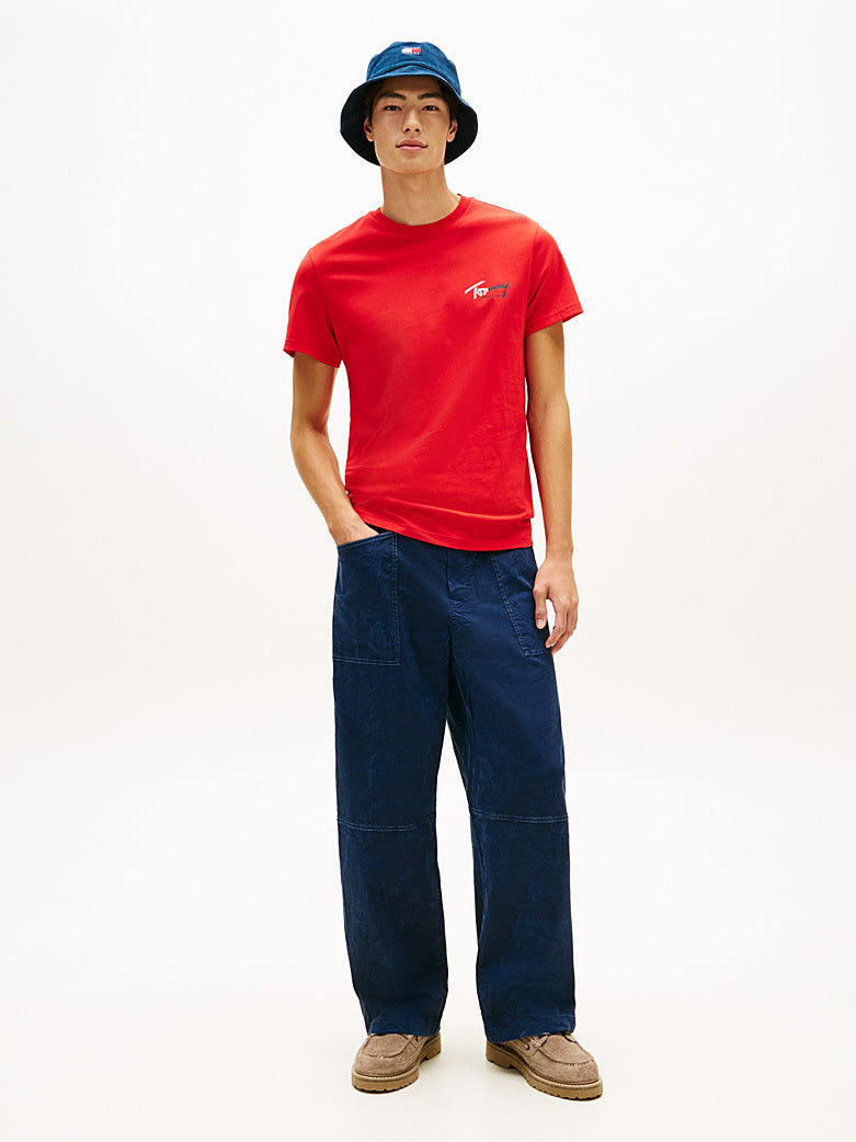 Tommy Jeans DM0DM22438XL8 Slim Signature T-Shirt - Rapid Red