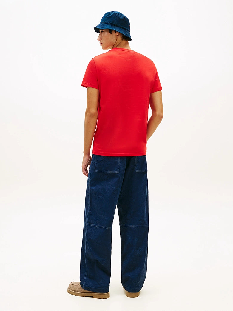 Tommy Jeans DM0DM22438XL8 Slim Signature T-Shirt - Rapid Red