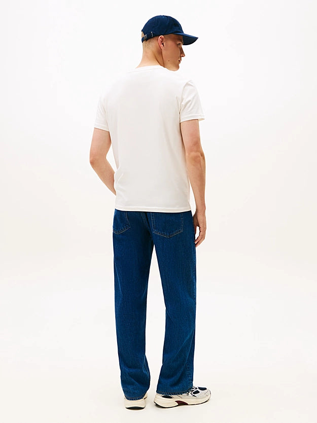 Tommy Jeans Flag Badge Jersey Crew Neck T-Shirt - Off White