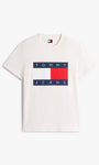 Tommy Jeans DM0DM22645YBH Flag Badge Jersey Crew Neck T-Shirt - Off White