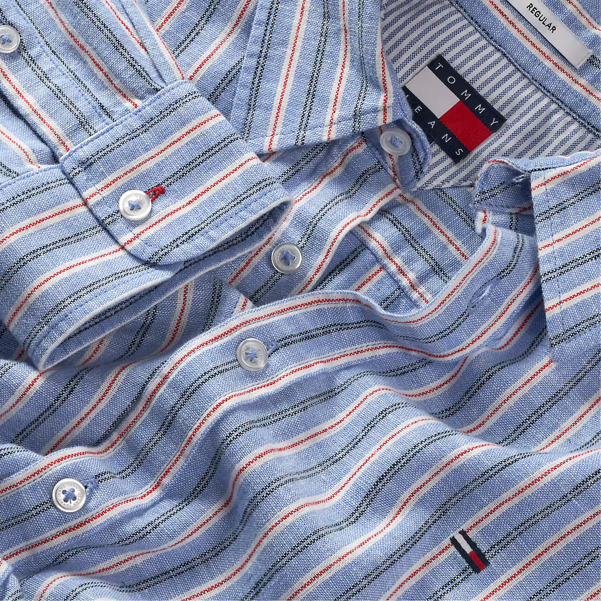 Tommy Jeans DM0DM22755C38 Linen Striped Shirt - Blue Twilight Stripes