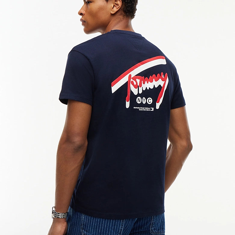 Tommy Jeans Regular Sign Backprint T-Shirt - Dark Blue