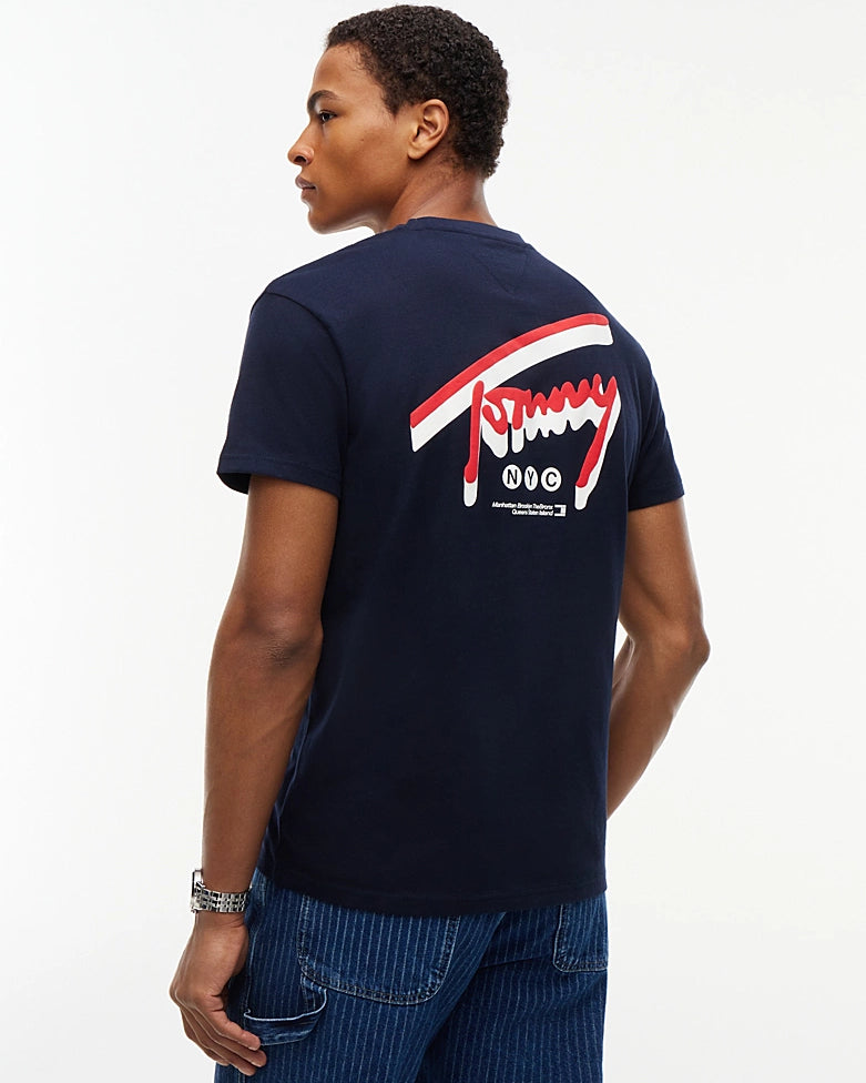 Tommy Jeans Regular Sign Backprint T-Shirt - Dark Blue