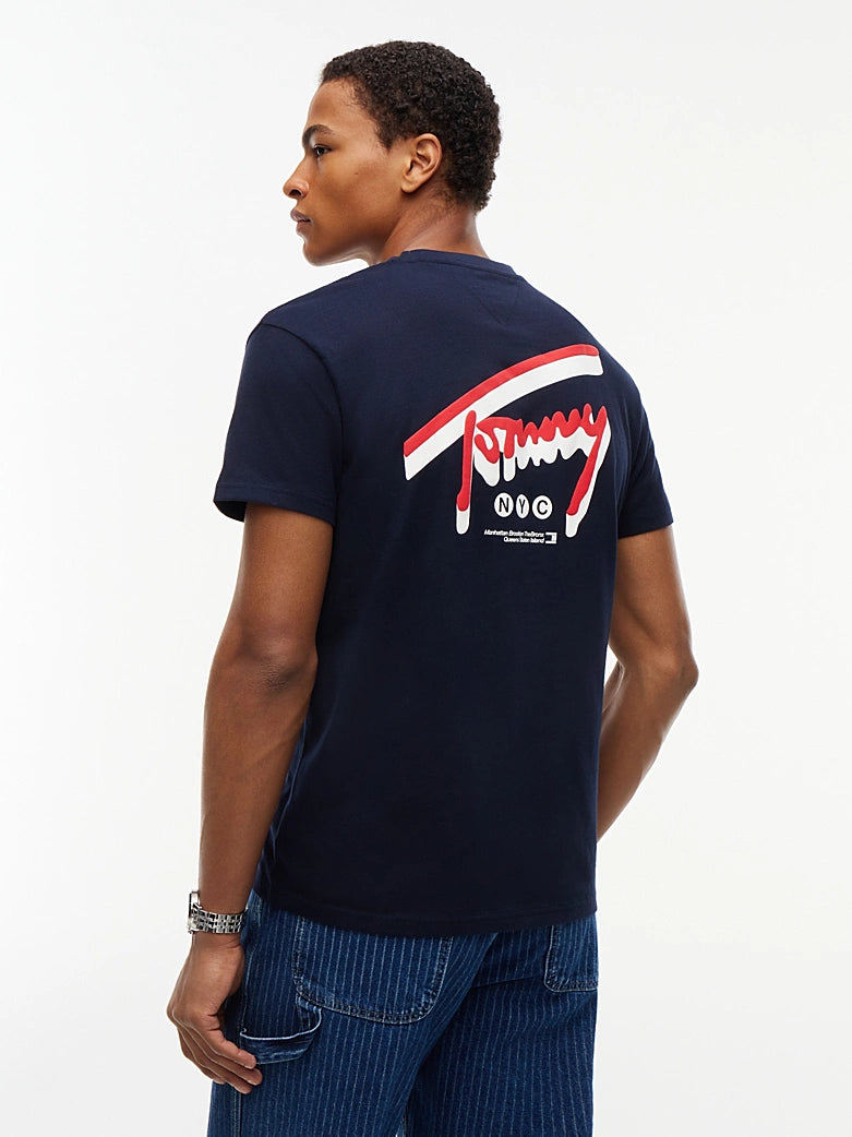 Tommy Jeans Regular Sign Backprint T-Shirt - Dark Blue