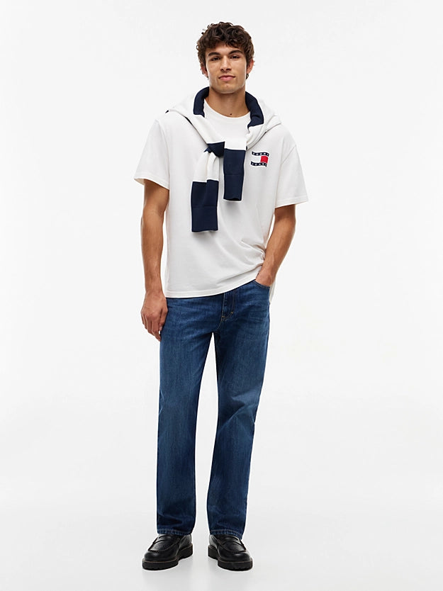 Tommy Jeans DM0DM23559YBH TJM Relaxed Wavy Flag T-Shirt - Off White