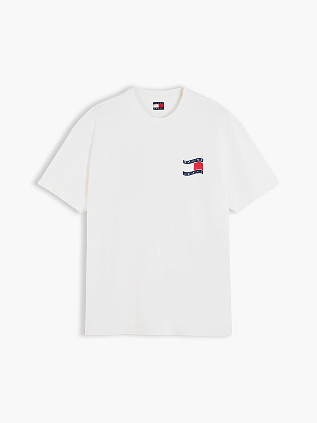 Tommy Jeans DM0DM23559YBH TJM Relaxed Wavy Flag T-Shirt - Off White