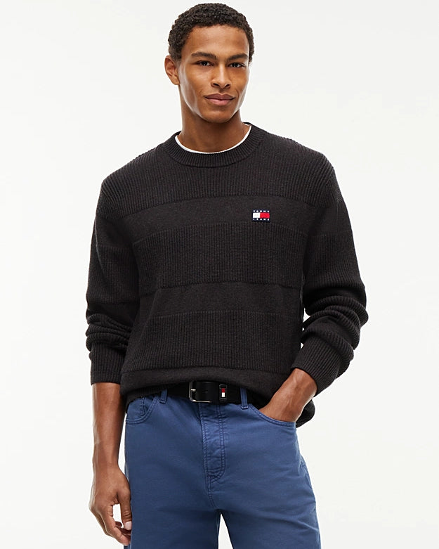 Tommy Jeans DM0DM23571D1B TJM Regular Textured Sweater -Black