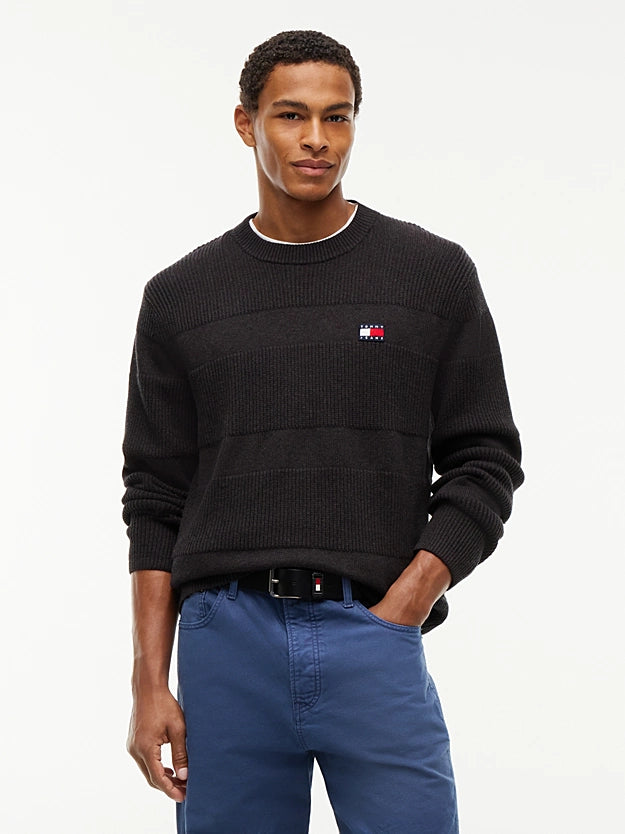 Tommy Jeans DM0DM23571D1B TJM Regular Textured Sweater -Black