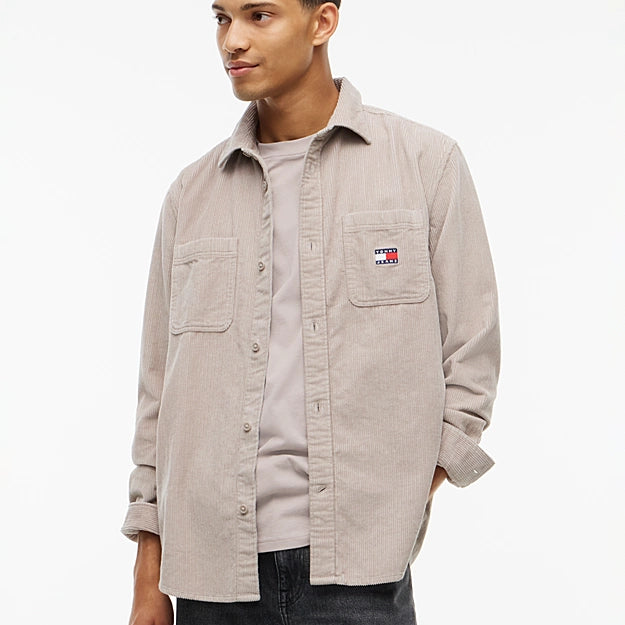 Tommy Jeans DM0DM23705 Corduroy Shirt - Limestone Dust