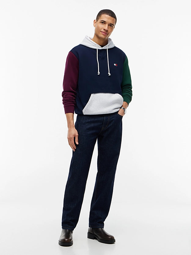 Tommy Jeans DM0DM23737C1G TJM Regular Badge Hoodie - Dark Blue Colourblock