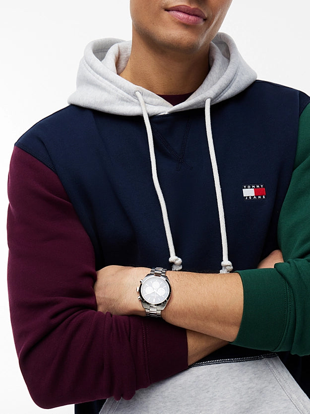 Tommy Jeans DM0DM23737C1G TJM Regular Badge Hoodie - Dark Blue Colourblock