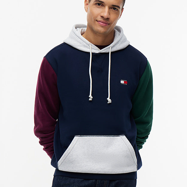 Tommy Jeans DM0DM23737C1G TJM Regular Badge Hoodie - Dark Blue Colourblock