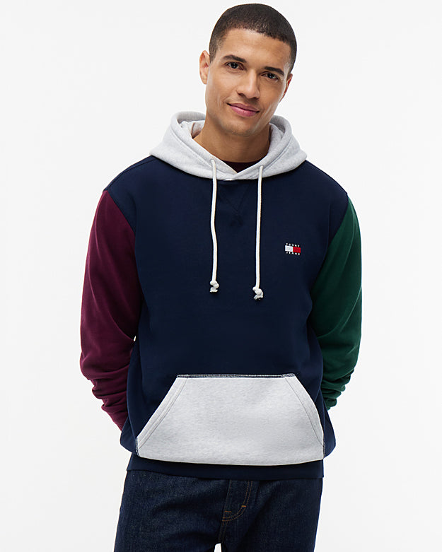 Tommy Jeans DM0DM23737C1G TJM Regular Badge Hoodie - Dark Blue Colourblock