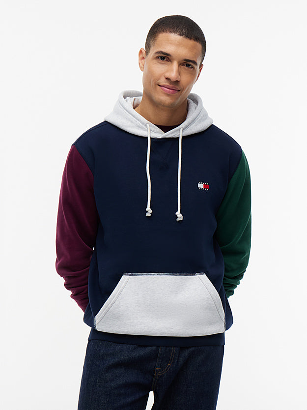 Tommy Jeans DM0DM23737C1G TJM Regular Badge Hoodie - Dark Blue Colourblock