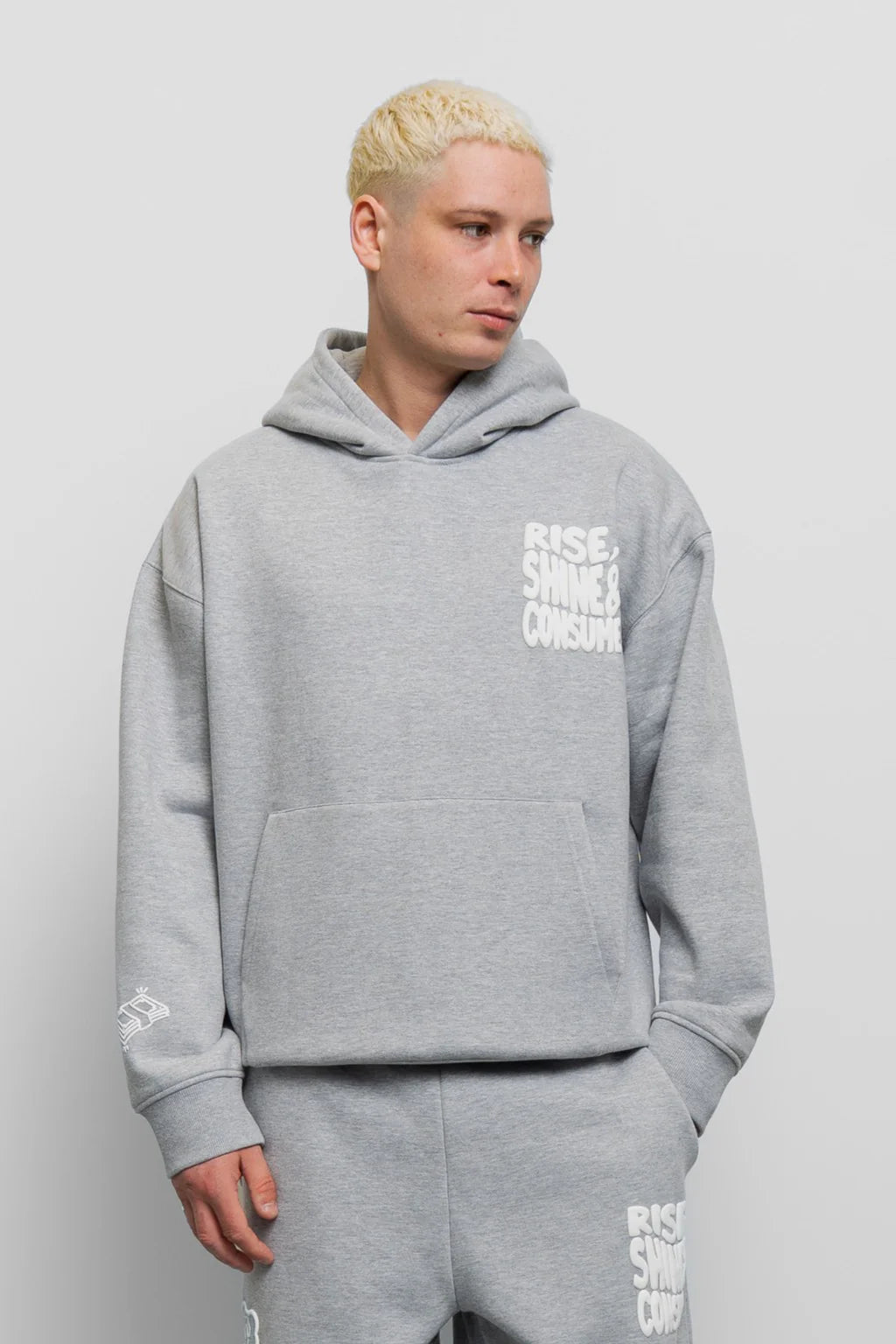 Fresh Rise, Shine & Consume Hoodie - Grey Marl