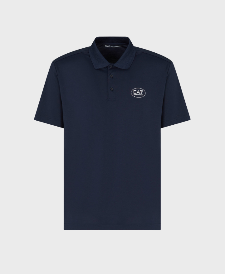 EA7 Emporio Armani 7M000845 Tennis Club Viscose-Blend Jersey Polo Shirt - White