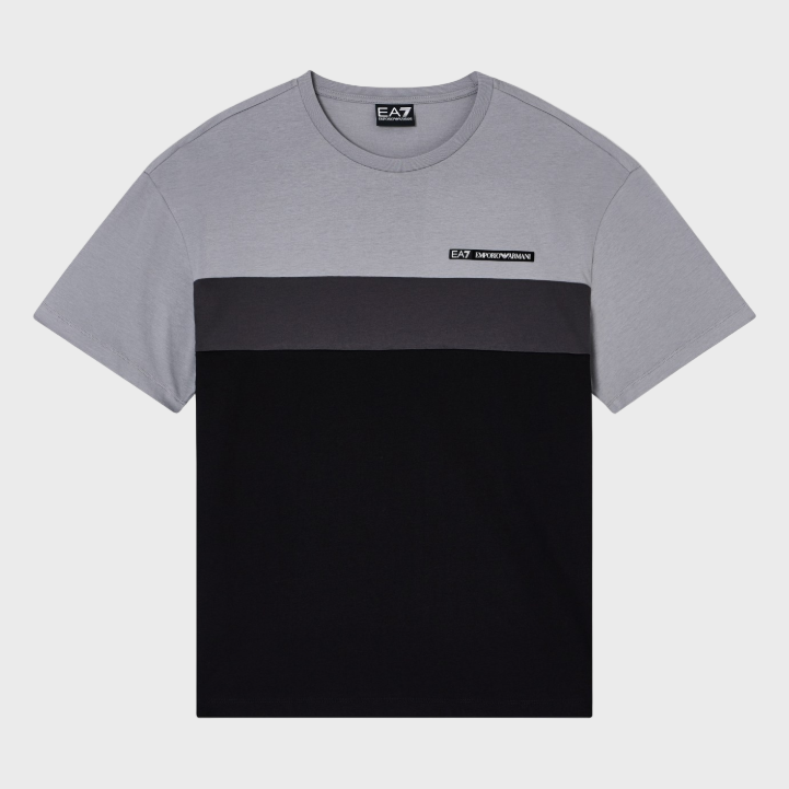 EA7 Emporio Armani 7M000935 Athletic Colour Block Cotton-Blend Crew-Neck T-Shirt - Green