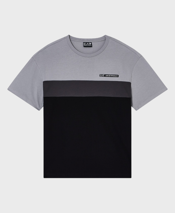 EA7 Emporio Armani 7M000935 Athletic Colour Block Cotton-Blend Crew-Neck T-Shirt - Green