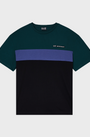 EA7 Emporio Armani 7M000935 M000935 Athletic Colour Block Cotton-Blend Crew-Neck T-Shirt - Pine Green
