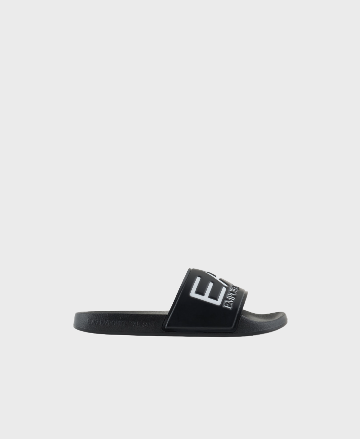 EA7 Emporio Armani 7X000108 Slides With Oversized Logo - Black