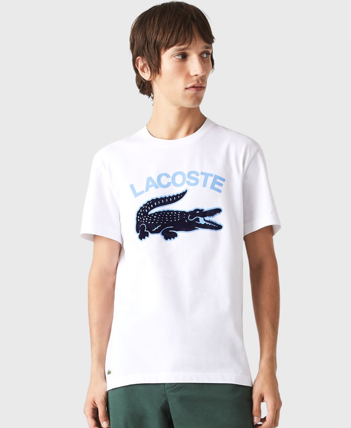 Lacoste TH9681 Crocodile Print T-Shirt 001 White – Vault Menswear