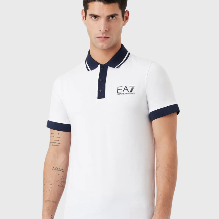 EA7 Emporio Armani 3RPF17 Jersey Polo Shirt White